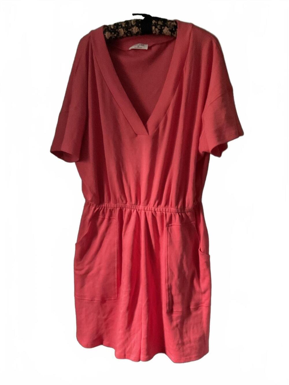 Zenana Coral V-Neck Casual Romper with Pockets, Size 1X - Picture 2 of 10
